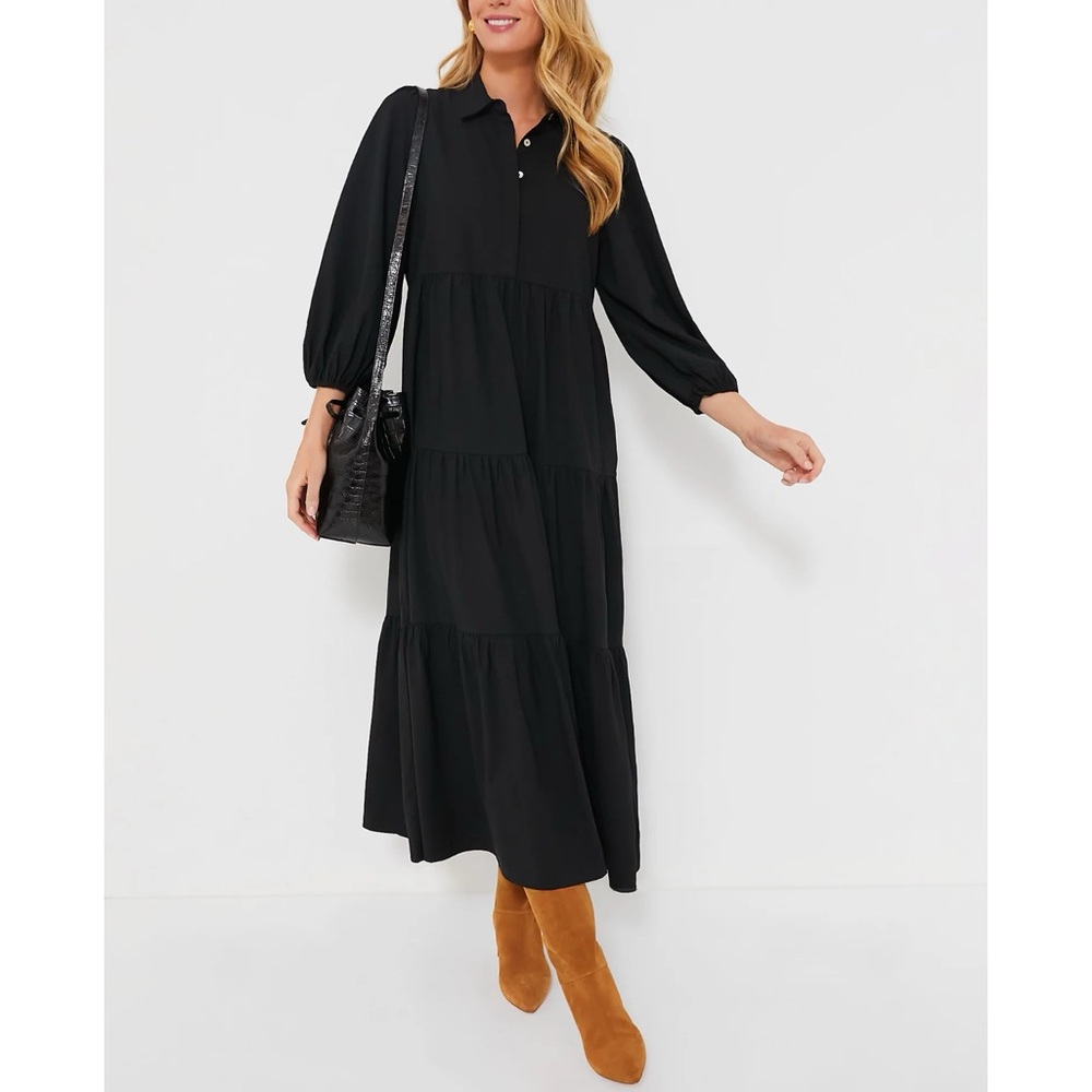 POMANDER PLACE Black Crepe Mabel Maxi Dress